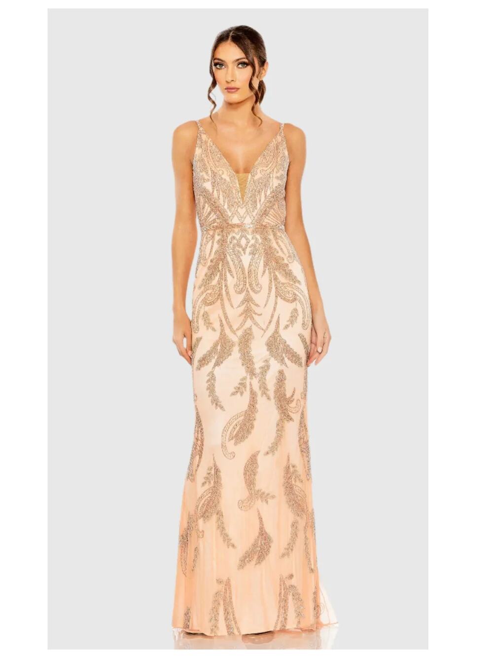 NWT Mac Duggal 6015 V Neck Sequin Embellished Gown Size 12